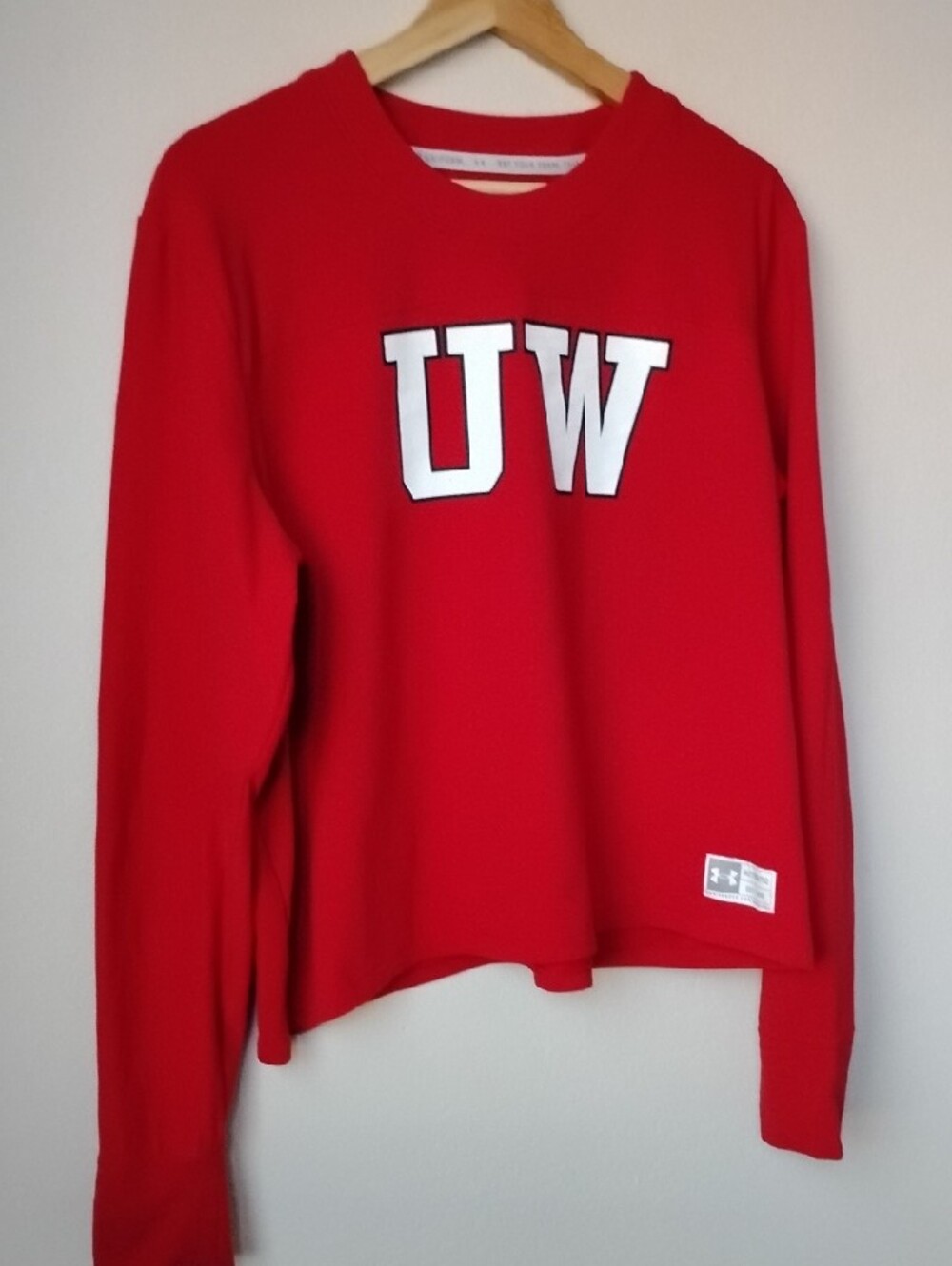 Under Armour Size XL Red UW Long-Sleeve Crewneck Sweatshirt - Picture 3 of 16